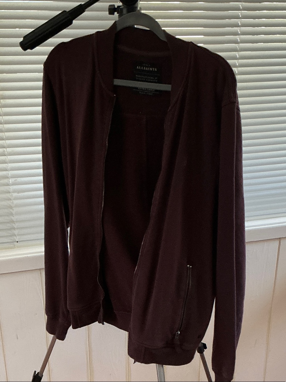 AllSaints Men's Dark Burgundy Crew Sweatshirt